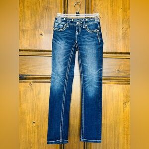 Kid’s Miss Me Dark Blue Straight Leg Jeans with Embellishments